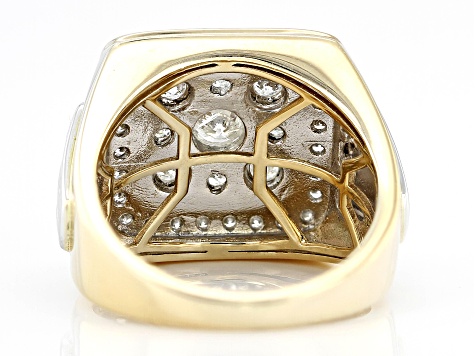 White Diamond 10k Two-Tone Gold Mens Cluster Ring 1.50ctw