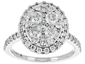 White Diamond 14k White Gold Halo Cluster Ring 1.50ctw