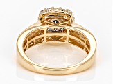 White Diamond 10k Yellow Gold Halo Ring 1.00ctw