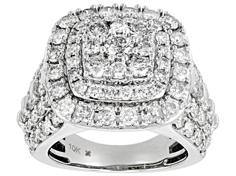 White Diamond 10k White Gold Cluster Halo Ring 4.00ctw