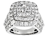 White Diamond 10k White Gold Cluster Halo Ring 4.00ctw