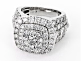 White Diamond 10k White Gold Cluster Halo Ring 4.00ctw