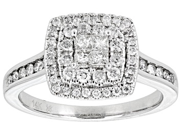 Picture of White Diamond 14k White Gold Halo Ring 0.75ctw