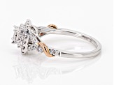 White Diamond 10k White Gold With 10k Rose Gold Accents Halo Ring 0.40ctw