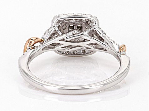 White Diamond 10k White Gold With 10k Rose Gold Accents Halo Ring 0.40ctw