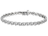 White Diamond Rhodium Over Sterling Silver Tennis Bracelet 0.50ctw