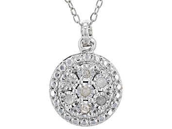 Picture of White Diamond Rhodium Over Sterling Silver Cluster Pendant With 18" Cable Chain 0.10ctw