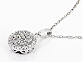 White Diamond Rhodium Over Sterling Silver Cluster Pendant With 18" Cable Chain 0.10ctw