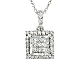 White Diamond 10k White Gold Cluster Pendant with 18" Rope Chain 0.25ctw