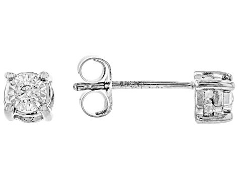 White Diamond 10k White Gold Stud Earrings 0.15ctw