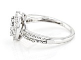 White Diamond Rhodium Over Sterling Silver Cluster Heart Ring 0.20ctw