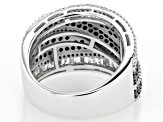 Black And White Diamond 10k White Gold Crossover Wide Band Ring 1.75ctw