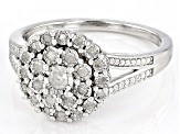 White Diamond Rhodium Over Sterling Silver Cluster Ring 0.25ctw