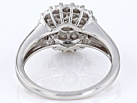 White Diamond Rhodium Over Sterling Silver Cluster Ring 0.25ctw