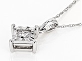White Diamond 10k White Gold Solitaire Pendant With 18" Rope Chain 0.14ct