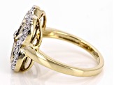 Champagne And White Diamond 10k Yellow Gold Cluster Ring 0.75ctw