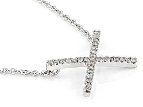 White Diamond Rhodium Over Sterling Silver Drop Necklace 0.15ctw