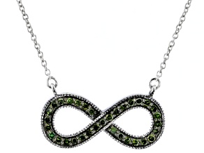 Green Diamond Rhodium Over Sterling Silver Infinity Necklace 0.25ctw