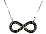 Green Diamond Rhodium Over Sterling Silver Infinity Necklace 0.25ctw