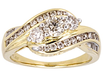 Picture of White Diamond 10k Yellow Gold 3-Stone Ring 1.00ctw