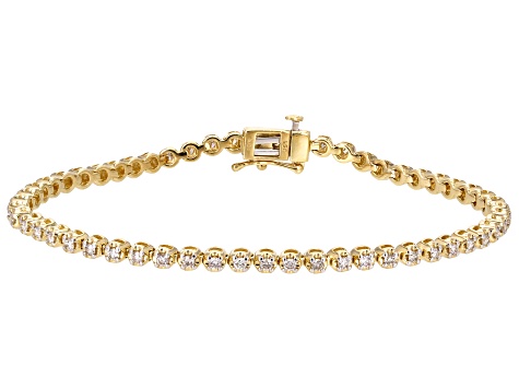 White Diamond 10k Yellow Gold Tennis Bracelet 1.00ctw