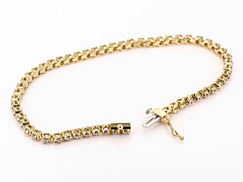 White Diamond 10k Yellow Gold Tennis Bracelet 1.00ctw