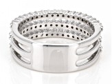 White Diamond Rhodium Over Sterling Silver Multi-Row Ring 0.66ctw