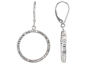 White Diamond 10k White Gold Circle Earrings 0.50ctw