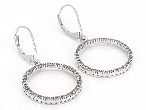 White Diamond 10k White Gold Circle Earrings 0.50ctw