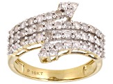 White Diamond 10k Yellow Gold Bypass Ring 1.00ctw