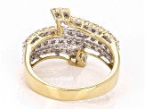 White Diamond 10k Yellow Gold Bypass Ring 1.00ctw