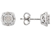 White Diamond Rhodium Over Sterling Silver Cluster Stud Earrings 0.10ctw