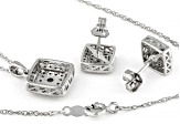 White Diamond Rhodium Over Sterling Silver Earring And Pendant Cluster Jewelry Set 0.40ctw