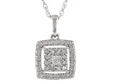 White Diamond Rhodium Over Sterling Silver Earring And Pendant Cluster Jewelry Set 0.40ctw