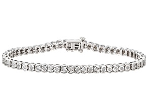 White Diamond Rhodium Over Sterling Silver Tennis Bracelet 1.00ctw