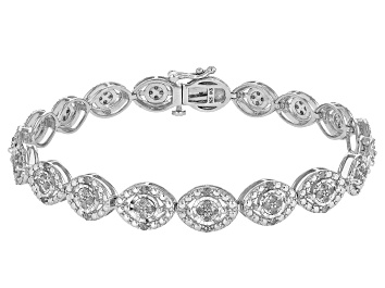 Picture of White Diamond Rhodium Over Sterling Silver Tennis Bracelet 1.00ctw