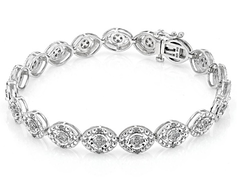 White Diamond Rhodium Over Sterling Silver Tennis Bracelet 1.00ctw