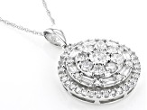 White Diamond 10k White Gold Cluster Pendant With 18" Rope Chain 1.00ctw