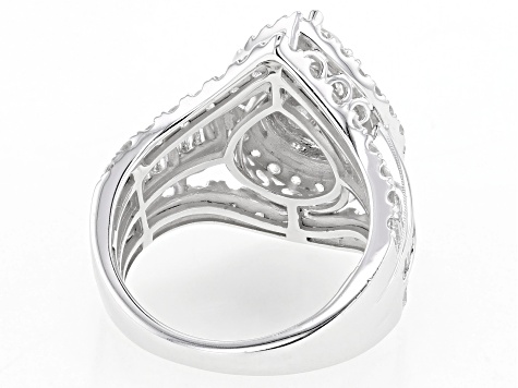 White Diamond 10k White Gold Halo Ring 3.00ctw