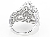 White Diamond 10k White Gold Halo Ring 3.00ctw