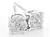 White Diamond 14k White Gold Cluster Stud Earrings 0.50ctw