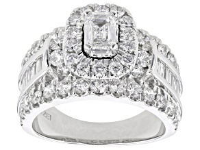 White Diamond 14k White Gold Halo Ring 3.00ctw