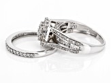 White Diamond 10k White Gold Halo Ring With Matching Band 1.50ctw