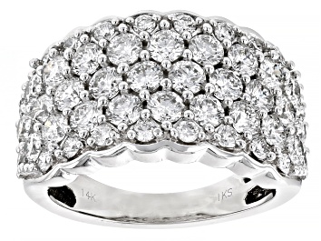 Picture of White Diamond 14k White Gold Wide Band Cluster Ring 3.00ctw