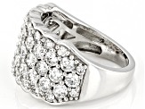 White Diamond 14k White Gold Wide Band Cluster Ring 3.00ctw