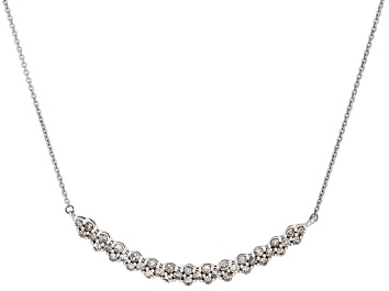 Picture of White Diamond 10k White Gold Cluster Necklace 1.00ctw