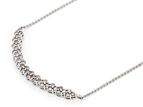 White Diamond 10k White Gold Cluster Necklace 1.00ctw