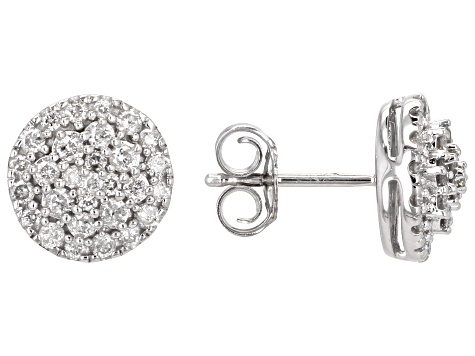 White Diamond 10k White Gold Cluster Stud Earrings 0.50ctw