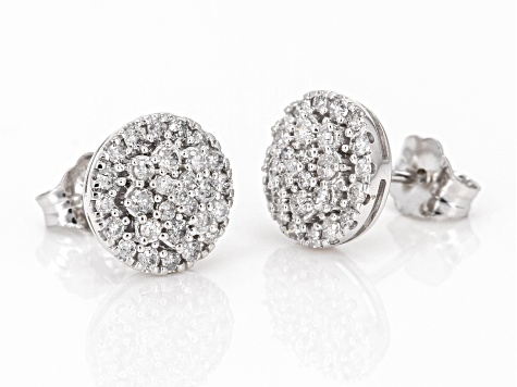 White Diamond 10k White Gold Cluster Stud Earrings 0.50ctw