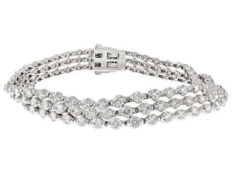White Diamond 14k White Gold Multi-Row Bracelet 8.00ctw